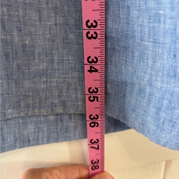 Boden Chambray Blue Long Sleeve Linen Sheath Dress Tie Waist 8L - Picture 9 of 9